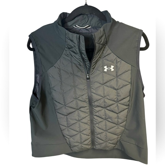A259 Under Armour Coldgear Storm Reactor Thermal Cropped Run Vest Black Large - Picture 1 of 7